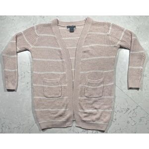 Emma's Expressions Maternity Cardigan Womens M Pink Stripe Open Front Sweater